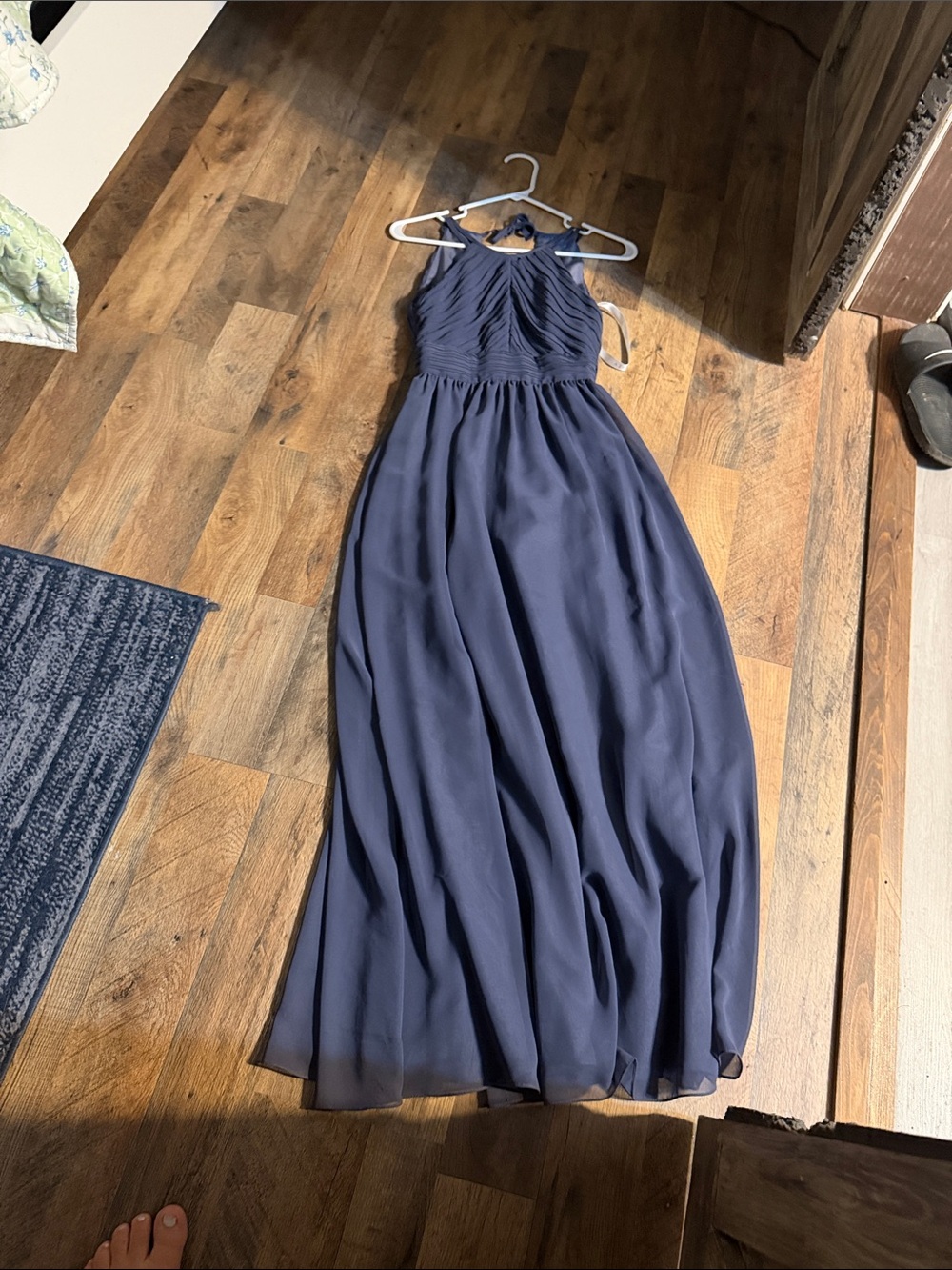 Azazie Navy Halter Chiffon Maxi Dress size J10